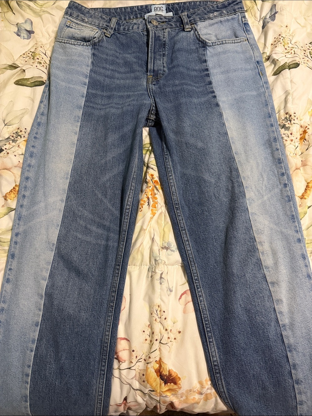 BDG Two-Tone Blue Panel Wide-Leg Jeans